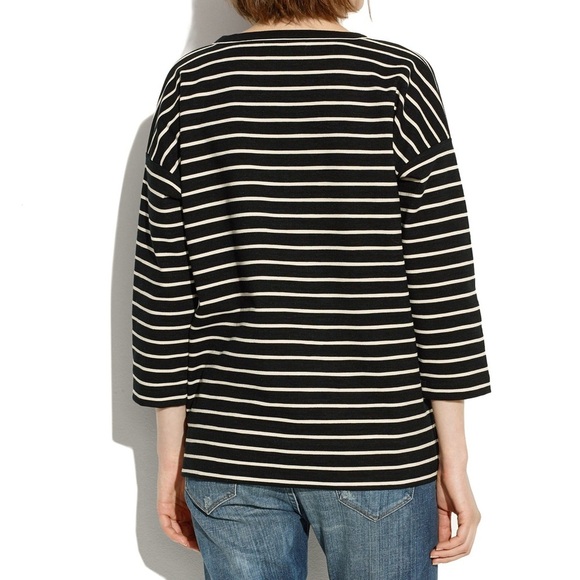 🐞 Madewell Side ZIP Slub Ponte Striped Top - Picture 3 of 7